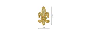 Aplicación bordada para coser Flor de lis 3x5,5cm. Oro