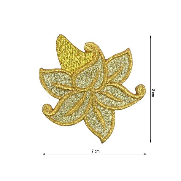 Aplicación bordada para coser tulipán pequeño 7x8cm. Oro