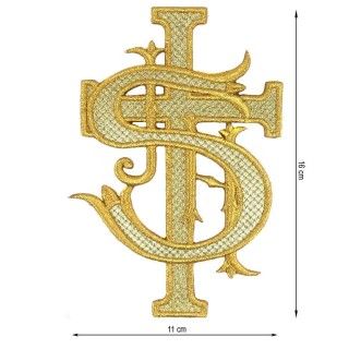 Aplicación bordada para coser JHS 11x16cm. Dos Oros