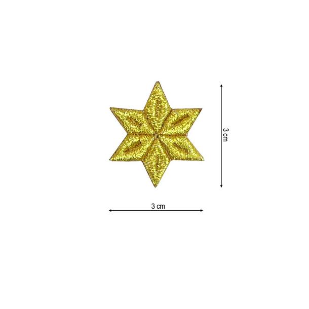 Aplicación bordada para coser estrella 6 puntas 3x3cm. Oro