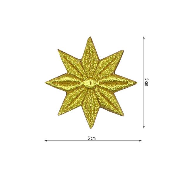 Aplicación bordada para coser estrella 8 puntas 5x5cm. Oro