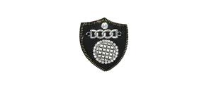 Broche escudo con cadena y strass