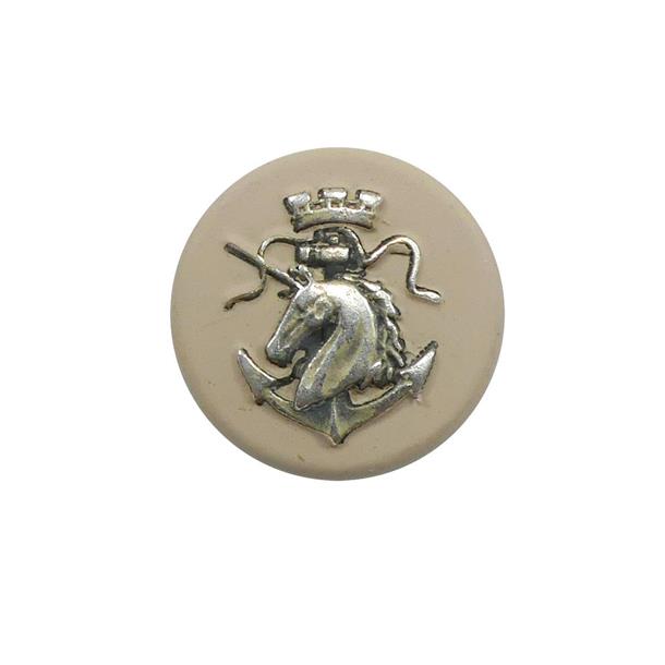 Botón metálico esmaltado con escudo caballo. Varios colores