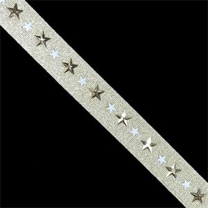 Cinta elástica dorada con tachuelas estrellas 2,6cm