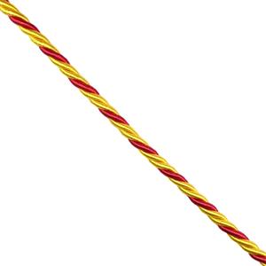 Cordón de seda trenzado amarillo y rojo 6mm