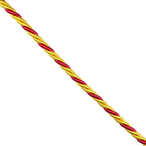 Cordón de seda trenzado amarillo y rojo 6mm