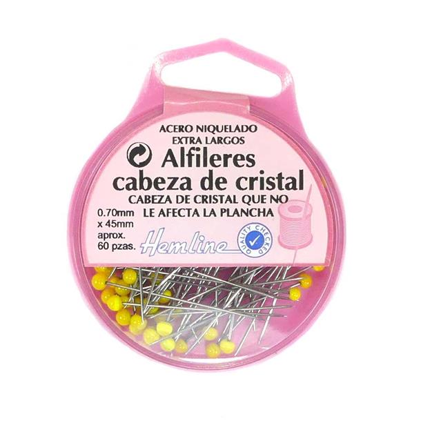 Alfileres con cabeza de cristal 45mm. 60 unidades