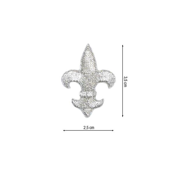 Aplicación bordada termoadhesiva plateada lanza
