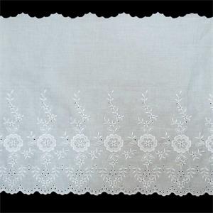 Tira bordada ancha conjunto flores 29cm. Blanco roto