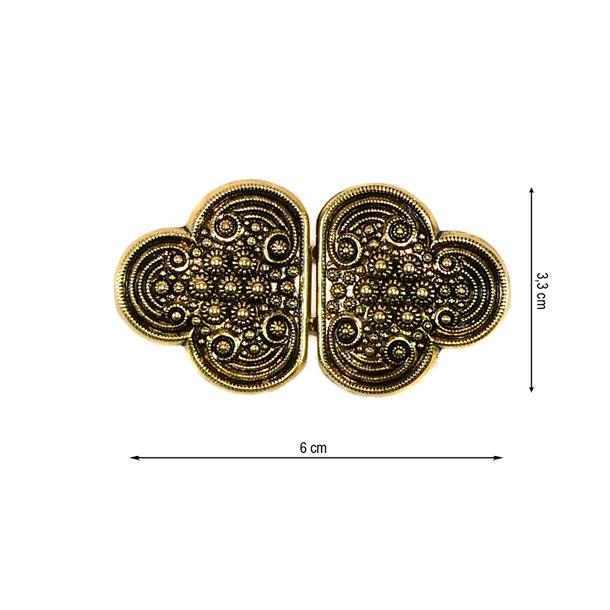 Broche metálico trébol 60x33mm. Oro viejo