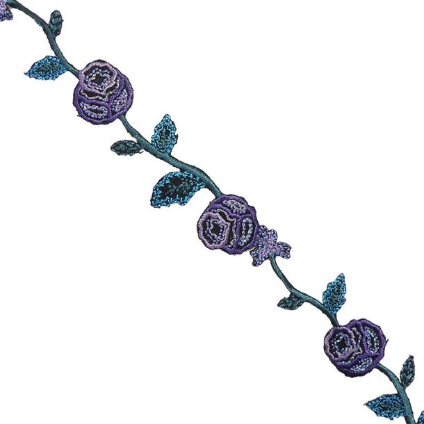 Galón termoadhesivo rosas lila 2cm