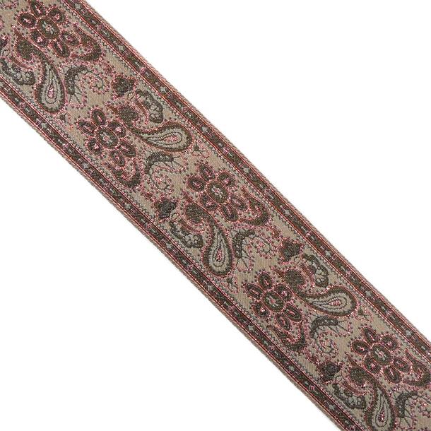 Cubrecosturas cachemir marrón con lamé 4,8cm