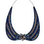 Cuello collar flor con tupis y rocalla. Azul