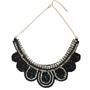 Cuello collar con strass, tupis y cadena. Negro y oro