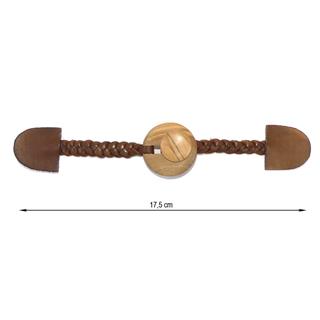 Broche de trenca cuero con botón madera 17,5cm