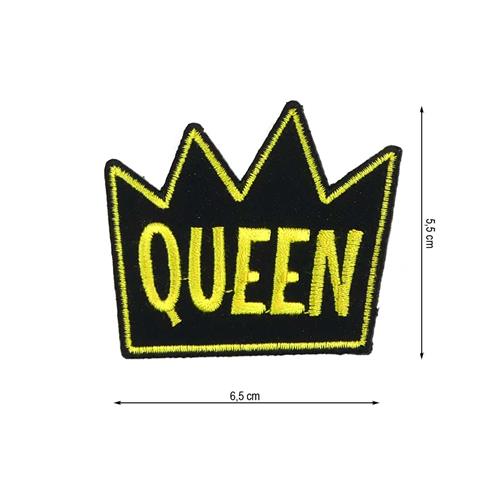 Parche termo bordado queen 6,5x5,5cm