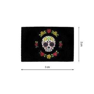 Parche termo calavera flores 3x2cm para mascarilla