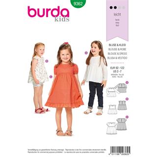 Patrón para blusa y vestido niña 2-7 años 9362