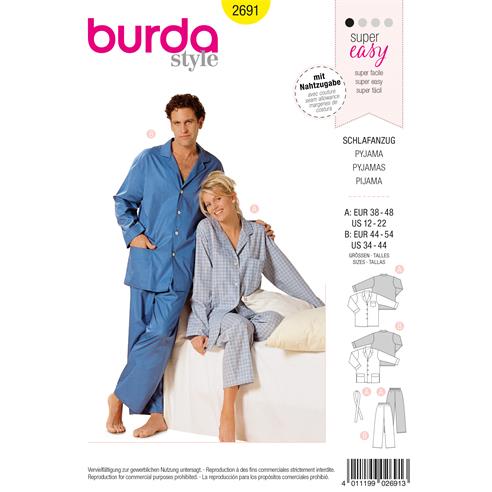 Patrón pijama para adulto clásico 2691