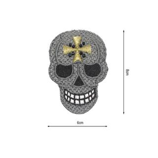 Parche termo calavera con cruz y strass