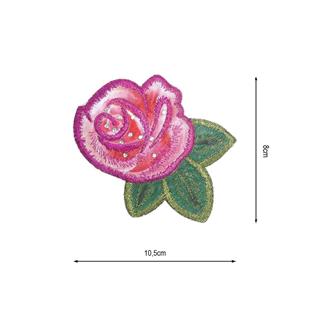 Parche termo flor rosa con strass 10,5x8cm