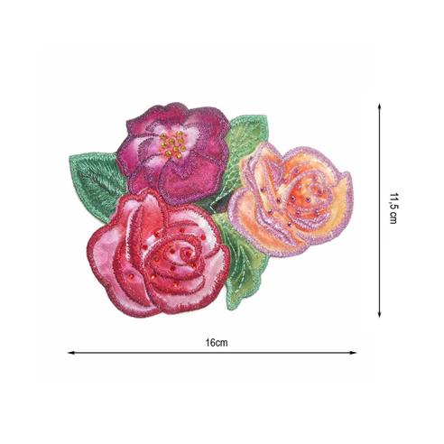Parche termo 3 rosas y strass 16x11,5cm