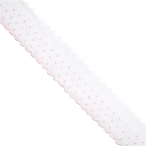 Puntilla bordada rosa y blanco plumety 4cm. Conjunto 1
