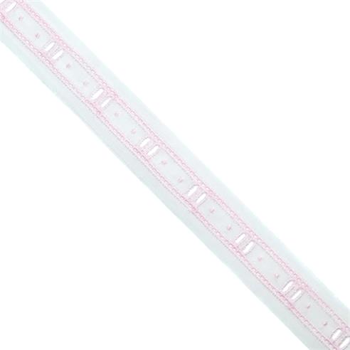 Pasacintas bordado blanco y rosa plumety 23mm. Conjunto 1