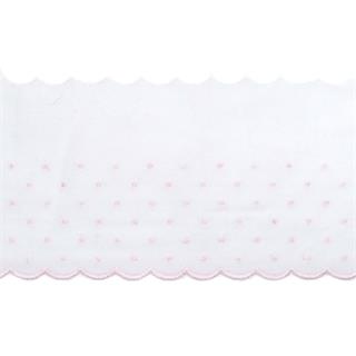 Tira bordada plumety rosa y blanco 8cm. Conjunto 1