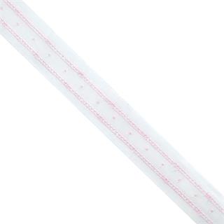 Entredós bordado blanco y rosa plumety 23mm. Conjunto 1