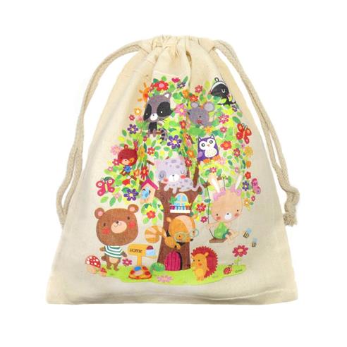 Bolsa para merienda dibujo árbol y animales