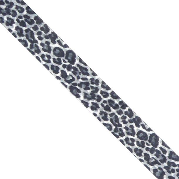 Cinta tafetán con estampado leopardo gris