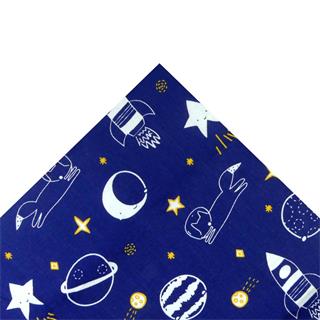 Tela estampada diseño planetas 50x45cm. Azul y gris