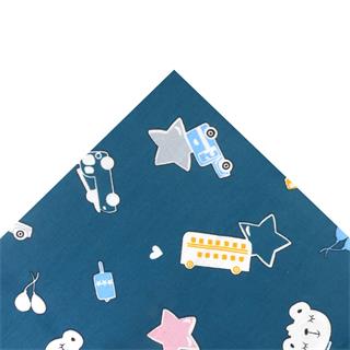 Tela infantil estampado estrellas y coches. Gris y azul