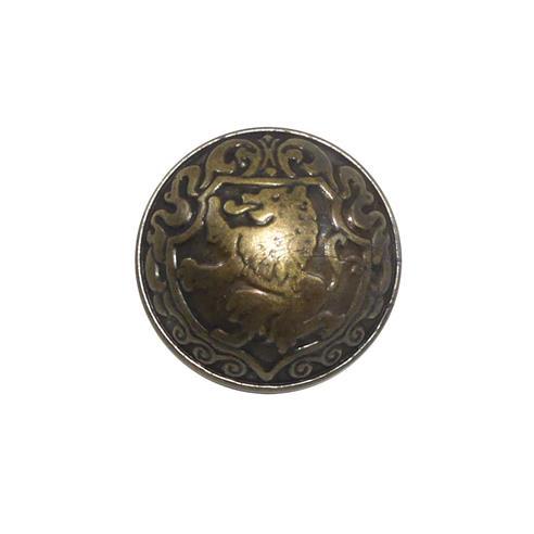 Botón imimetal con escudo y león oro viejo