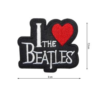 Parche termo bordado I love Beatles 80x75mm