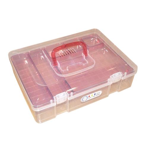 Caja organizadora para accesorios de costura con asa superior