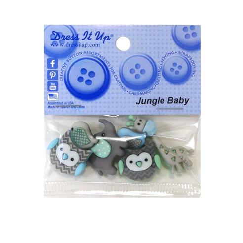 Kit 6 botones animales infantiles en gris