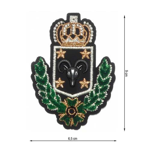 Escudo termo bordado carnero y corona