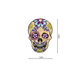 Parche termo bordado mini Calavera 3x4cm. Varios colores