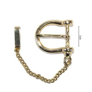 Hebilla metal ovalada oro con pasador y cadena 2cm