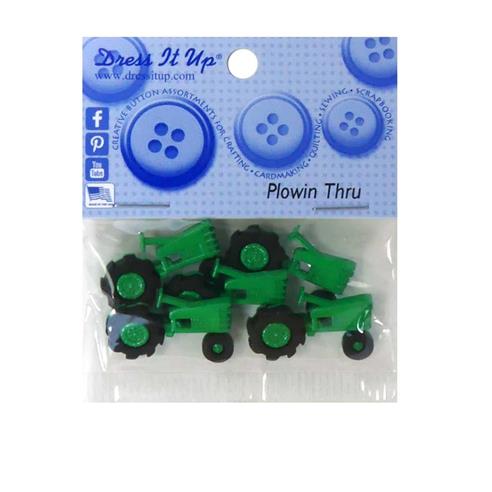 Kit 5 botones forma de tractor verde
