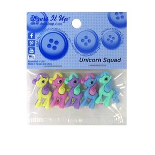 Kit 5 botones forma de unicornio colores