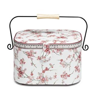 Costurero oval con asa forja flores japonesas. Prym