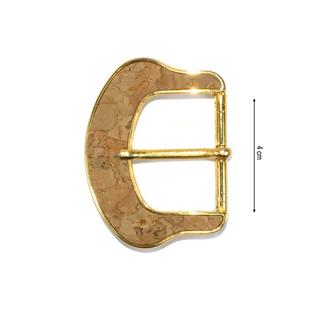 Hebilla rectangular con forma oro y corcho 4cm
