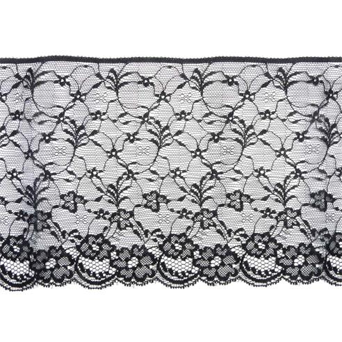 Encaje negro de nylón conjunto floral 15cm