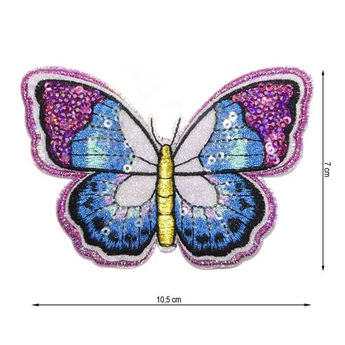 Parche termo mariposa lentejuelas 105x70mm