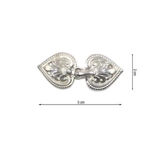 Broche metálico chaqueta plata 5cm. Hojas