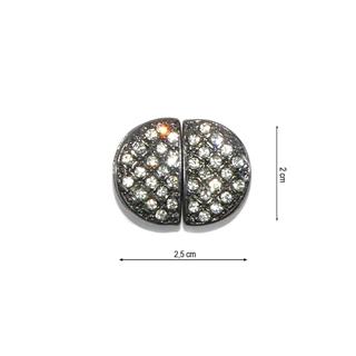 Broche metal con minicristales. Pavonado y plata