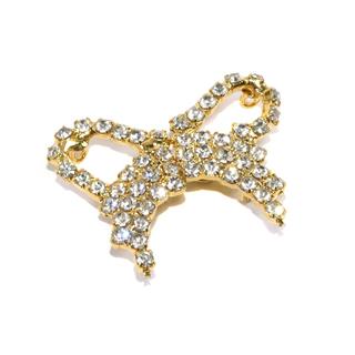 Broche de strass lazo dorado 35x25mm